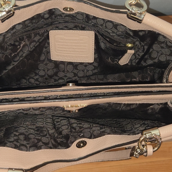 COACH Madison Caroline Peach/Nude Satchel Textured Leather Handbag Rare Retired - Picture 7 of 14